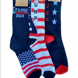 TRUMP 2024 Socks Crew Knee High Stripes stars US Flag